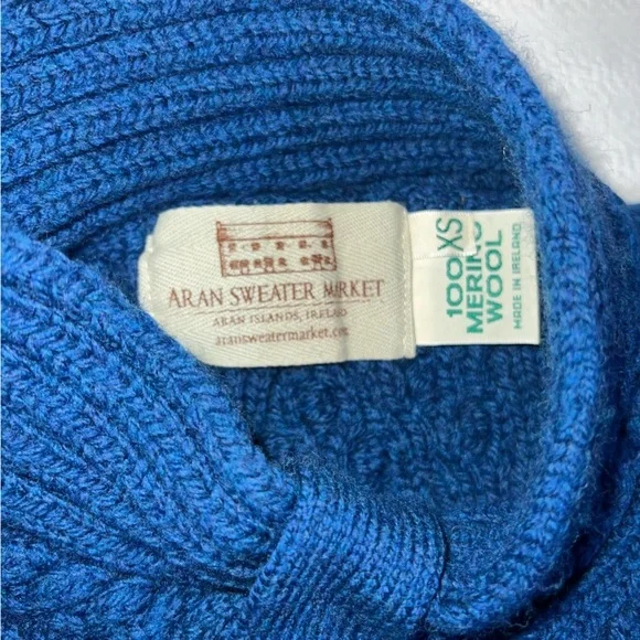 Aran Sweater Market Womens Merino Wool Cable Knit Sweater XS Made In Ireland - Picture 6 of 9